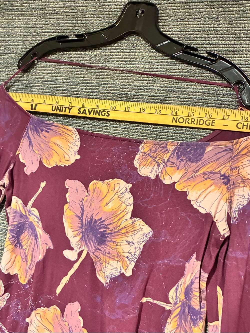 Free People Women's Floral Bell-Sleeve Top - Burgundy - Picture 5 of 11